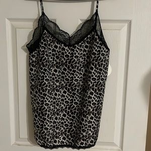 Leopard camisole with lace detail. Boutique purchased. Size Large
